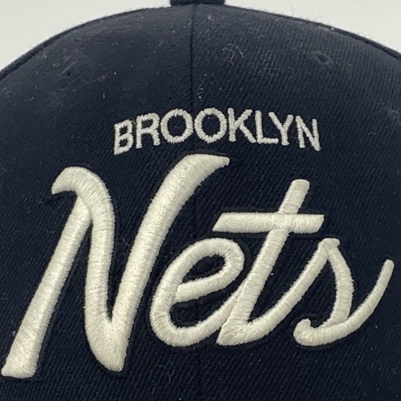 Mitchell & Ness Brooklyn Nets NBA Black 100% Wool Snapback Hat Cap Basketball‎ - Picture 2 of 11